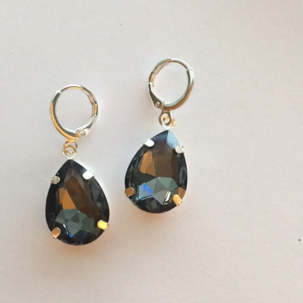 Black Diamond Crystal Drop Earrings
